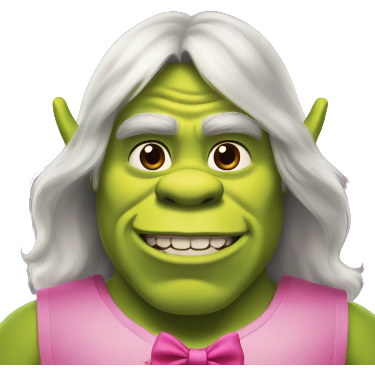 shrek with pink bow and long hair  emoji