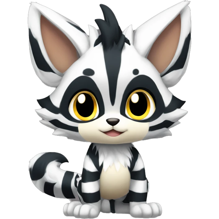 shiny, striped, Kemono-style, Chibi, Anthro-Fur-Sona-Fakémon, Full Body emoji