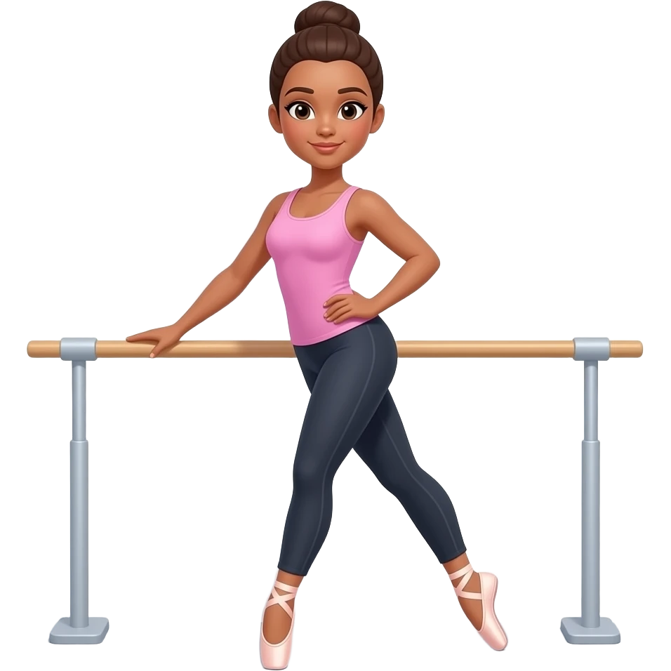 ballet barre fitness only one barre at a wall with toned woman at the barre in tank and leggings emoji
