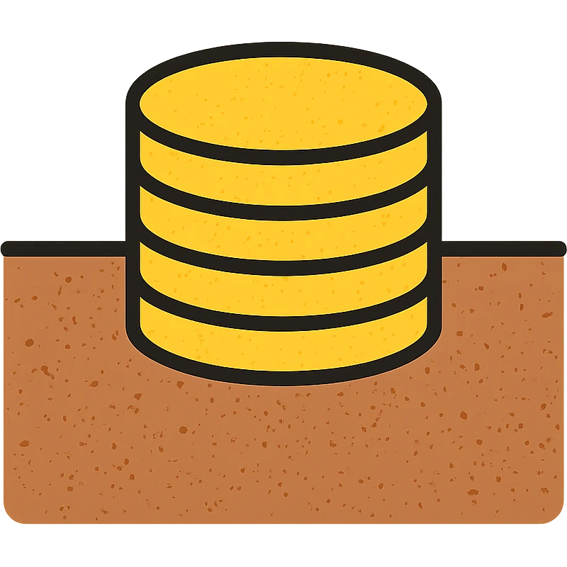 stacked disks partially submerged below a horizontal line suggesting underground with worn distressed effect emoji