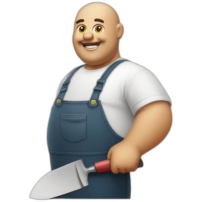 big fat man portuguese with trowel emoji