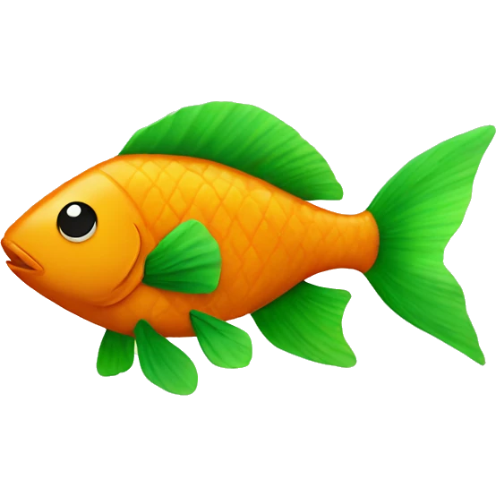Orange fish with legs and green boots emoji