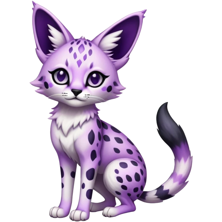 Kawaii Cute Edgy Black Purple White ethereal eldritch Serval-Fionbri-Vernid full body emoji