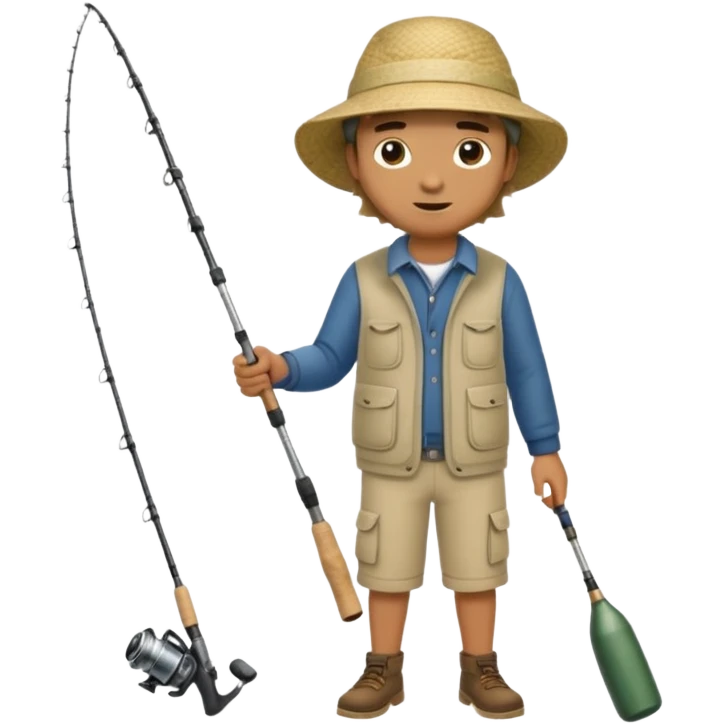 Man in motion casting a fishing rod full body emoji
