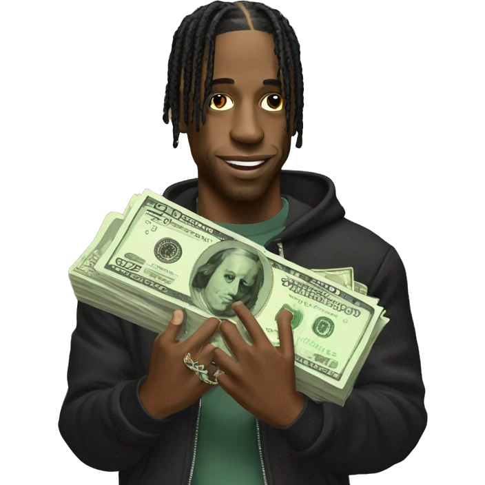 Travis Scott holding money emoji