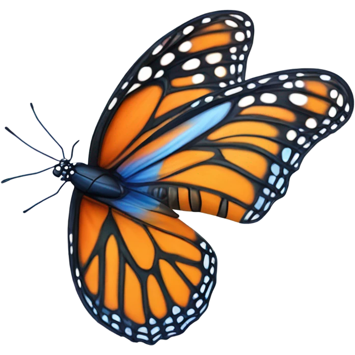 Blue and orange colorful monarch butterfly  emoji