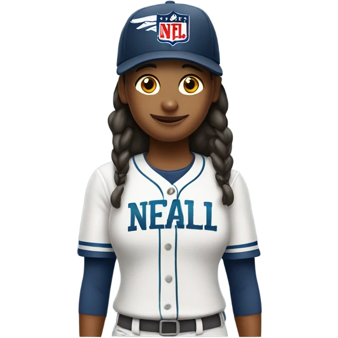 Tomboy with baseball cap with nfl team logos emoji