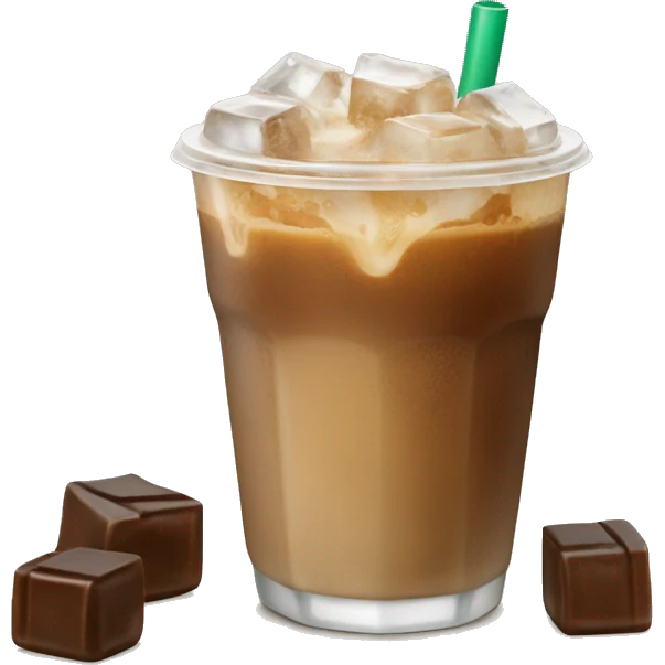 Starbuck ice coffee with ice cubes emoji