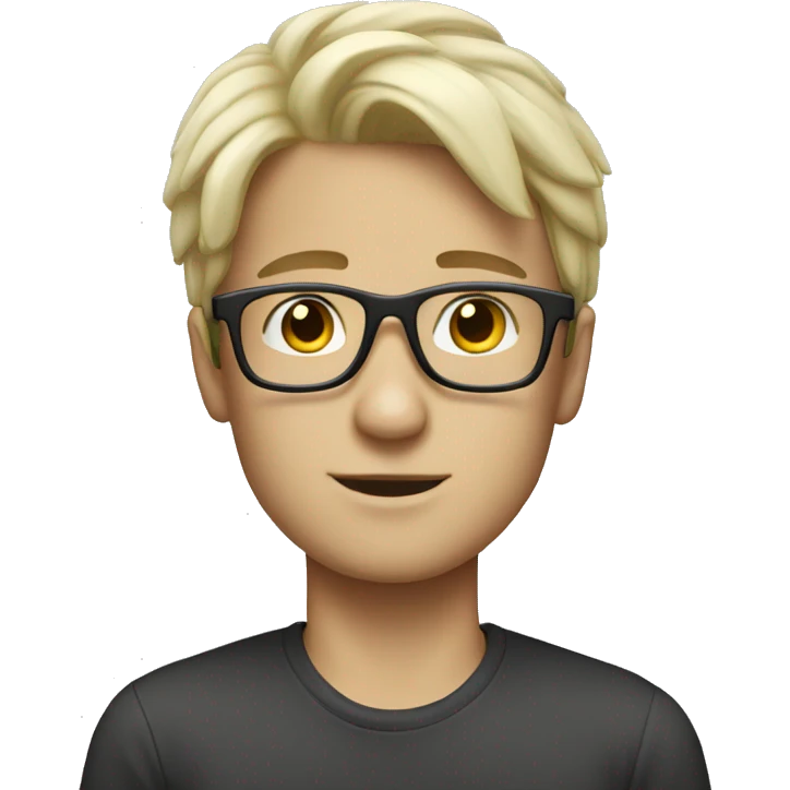 White handsome boy with white glasses emoji