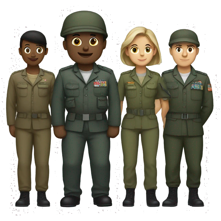 4 army people standing next to eachother emoji