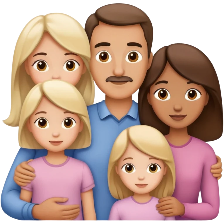 Family with mother, father and three little girls emoji