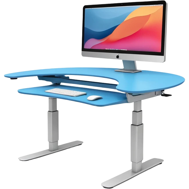 A height-adjustable office desk with a visible central lifting mechanism and a large flat monitor placed on top. The desk should look modern and minimal, symbolizing an ergonomic workstation. Rounded shapes, flat bright colors, consistent with standard emoji design. emoji
