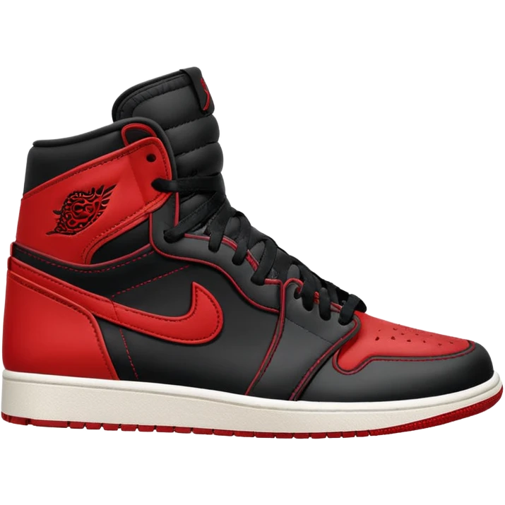 Jordan 1 sneaker, black and red Bred colorway emoji