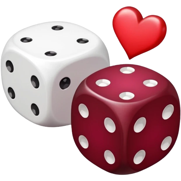 two dices in with burgundy red heart details emoji