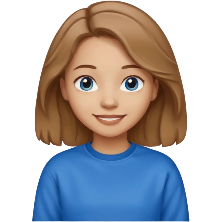 ЗГЕНЕРУЙ ОБЛИЧЧЯ ДІВЧИНИ З СВІТЛИМ, ТРОХИ ХВИЛЯСТИМ ВОЛОССЯМ, ОДЯГНЕНУ В ШОКОЛАДНИЙ СВІТШОТ, ПІД НИЗОМ ВИДНО  БІЛУ ФУТБОЛКУ. В НЕЇ ГОЛУБІ ОЧІ ТА ДОВГЕ ВОЛОССЯ, ВОНА УСМІХНЕНА emoji