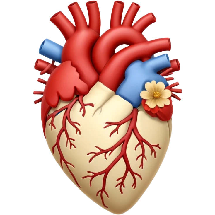 Anatomy heart + beige flower emoji