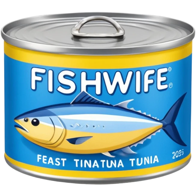 Create a logo using the Fishwife tinned tuna packaging and color scheme.  Wording should read: "The Fishwife Founder Feast 2025" emoji