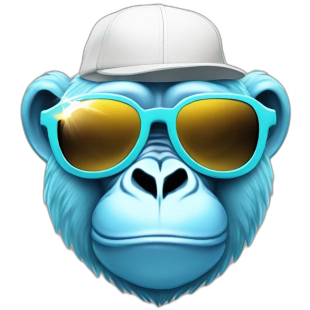 light blue gorilla tag monkey with angel wing hat and chromatic sunglasses emoji