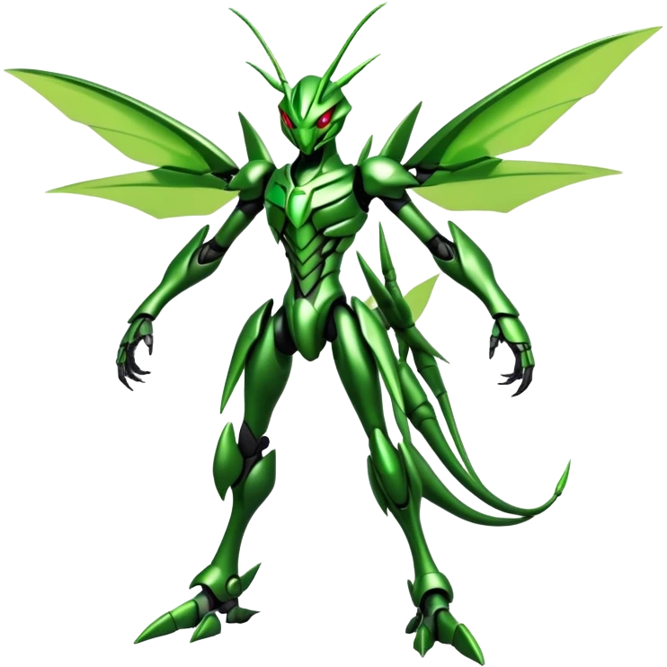  Cool Edgy Shiny Futuristic Ethereal Legendary Scizor-Scyther-Digimon-hybrid full body emoji