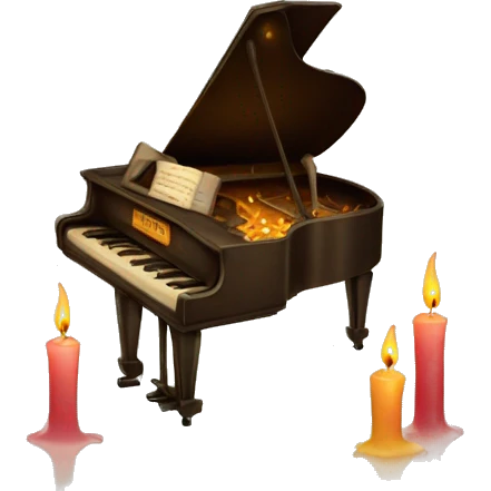 vintage piano with melted candles on top emoji
