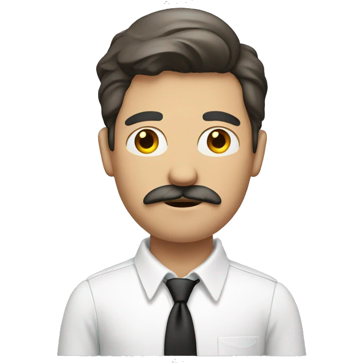 male with mustache in white shirt with cigarette emoji
