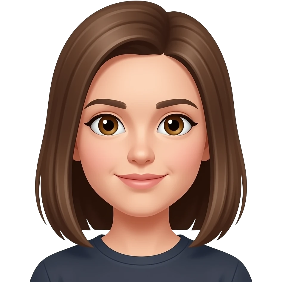 light-complected girl with medium-length straight hair, brown eyes, and brown hair emoji
