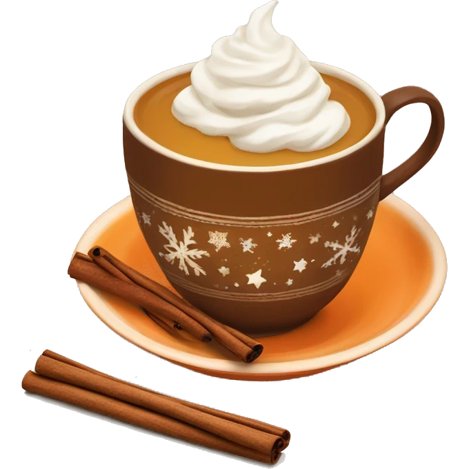 christmas tea with orange, cinnamon and whipped cream in brown cup emoji