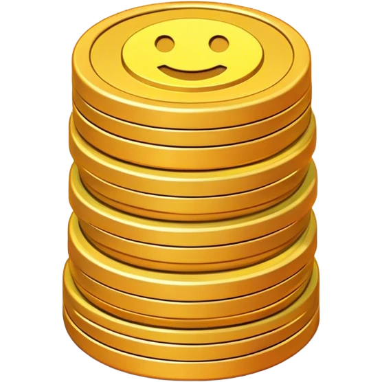Clash of Clans aesthetic: Cinematic Playful Pixel 3D Coin Stack Portrait Emoji, rendered in a 3D vector-style similar to standard emojis with minimal shading and bold, simplified shapes. A compact, distinct form with signature details, softly glowing with a pixelated adventure charm. Simplified yet unmistakably iconic, highly detailed and consistent, glowing with a soft radiance and high shine. Stylized with a touch of classic pixel-art charm and a soft glowing outline, capturing the essence of a beloved gaming relic with a friendly, playful manner! emoji