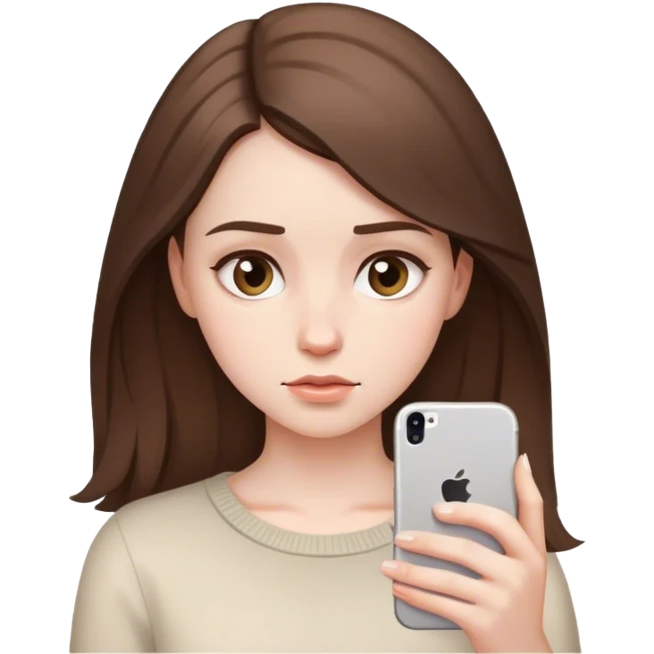 pale brunette girl on her iphone eyes down emoji