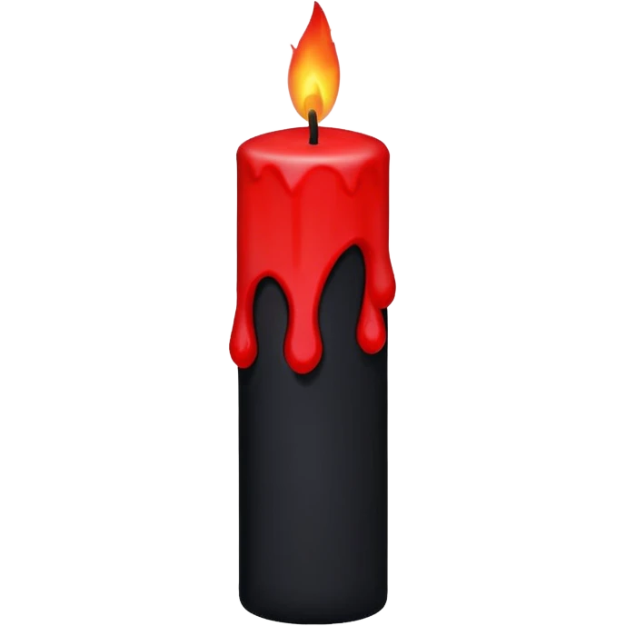 iOS sticker, dark candle, black wax, red flame, minimal emoji