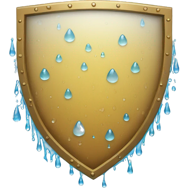A shield with water droplets. emoji