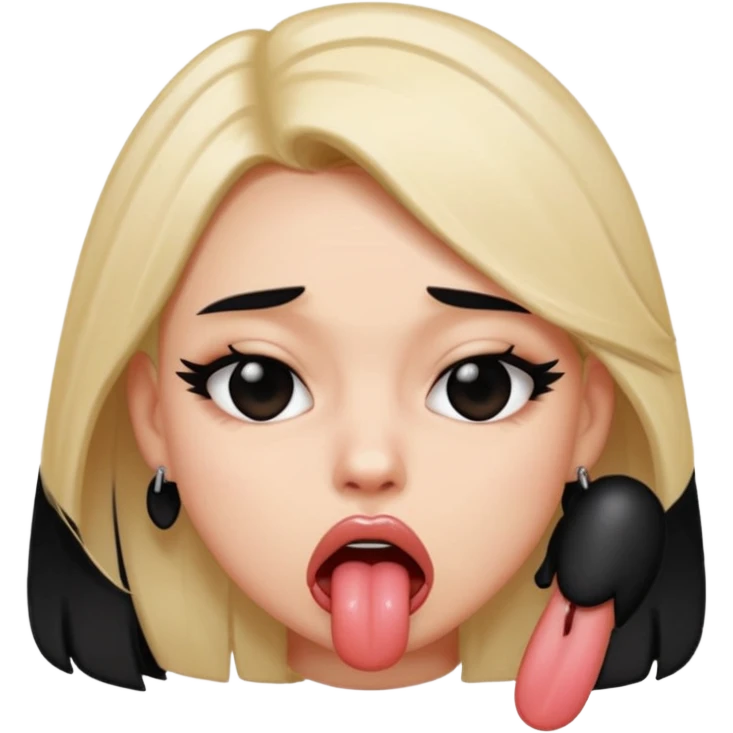 An emoji with 🌚 nails pookie and tongue emoji