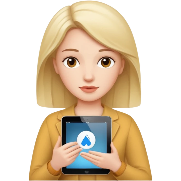No she is white and she hold a ipad emoji
