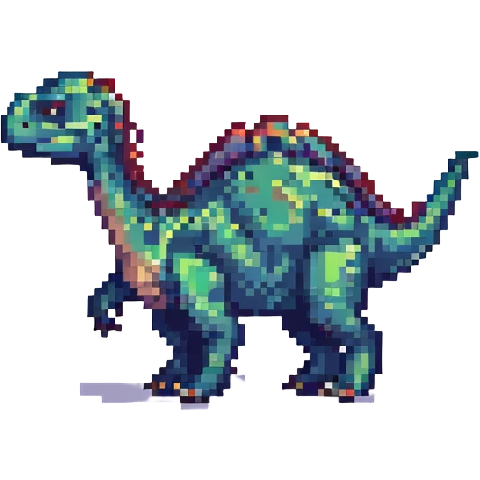 pixel art dinosaur, walking, orange, simple background emoji
