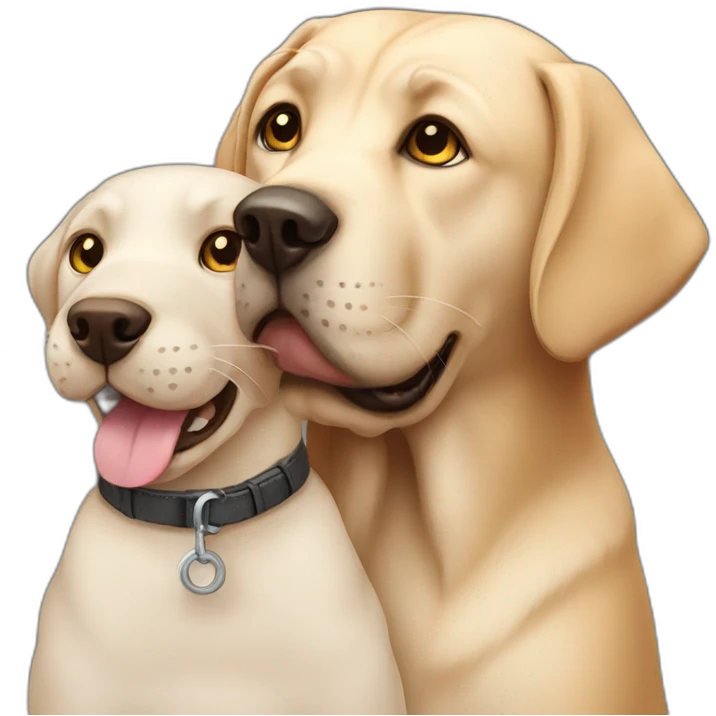 a cat loving a labrador emoji