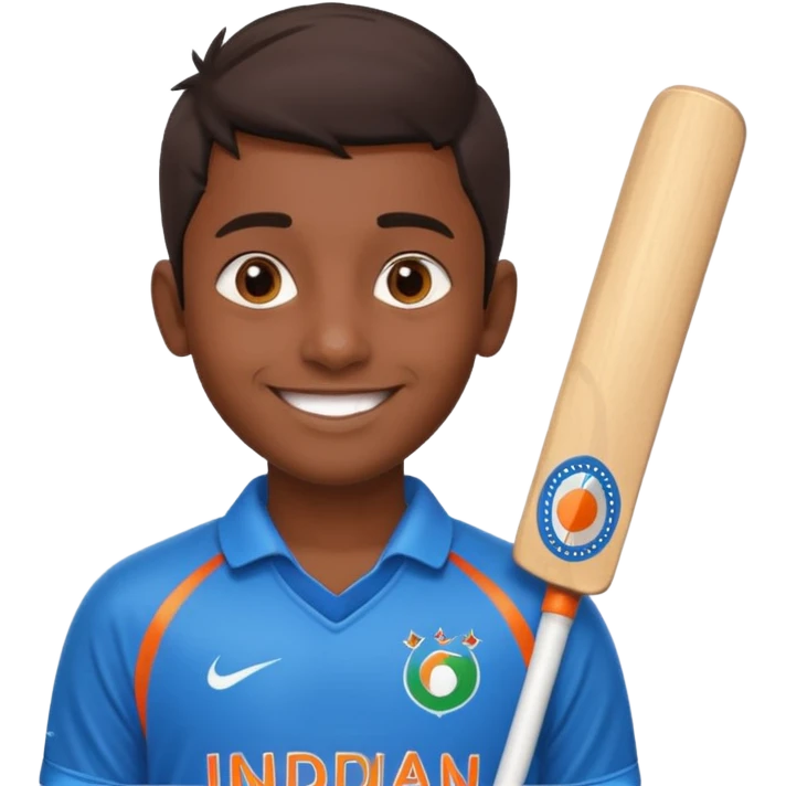 an indian boy wearing indian cricket jersey emoji