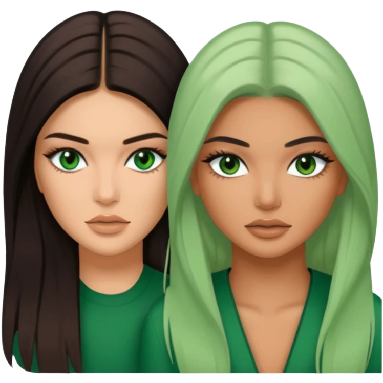 Kendal Jenner with green eyes tan skin long hair Kylie Jenner emoji