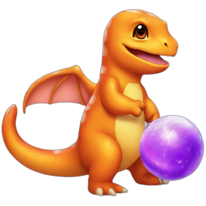 Charmander holding a purple unicorn emoji