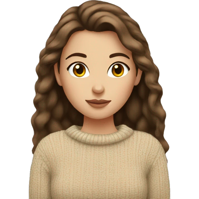Brunette white girl cozy autumn vibe wearing sweater emoji