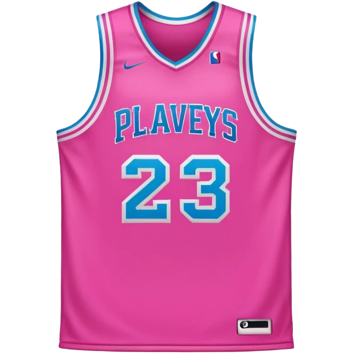 pink basketball jersey with the text PLAVLEYS 23 and a pattern emoji