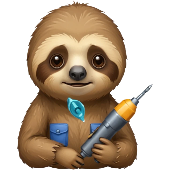 грустный ленивец с перфоратором  emoji
