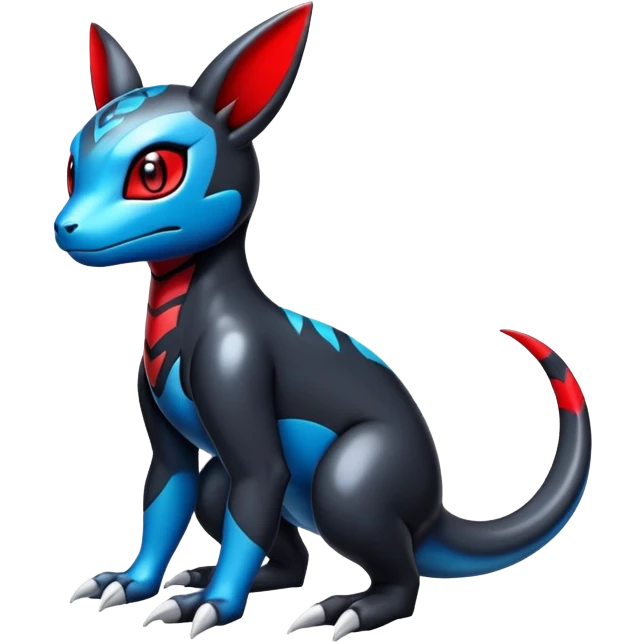 Cute Shiny Guilmon-Salandit-Umbreon-Fakémon-hybrid-creature (full body)  emoji
