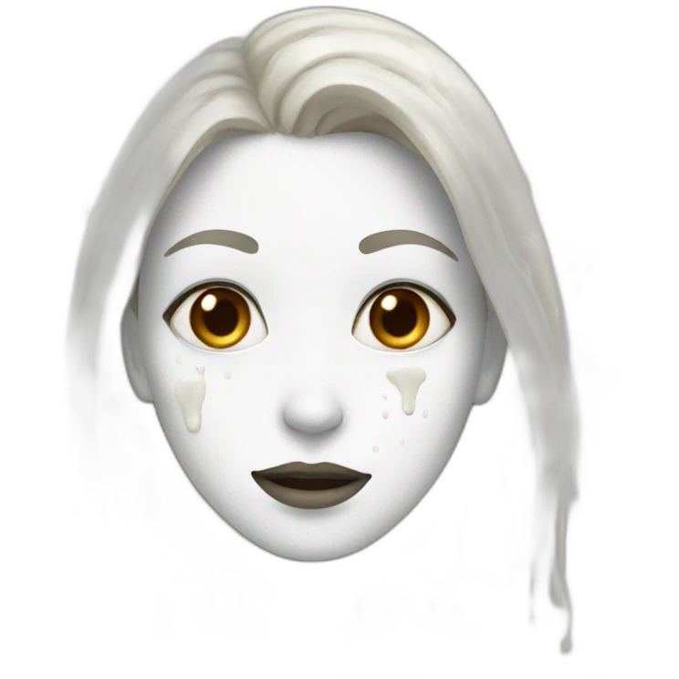 female face with long hair and many large milk stains emoji