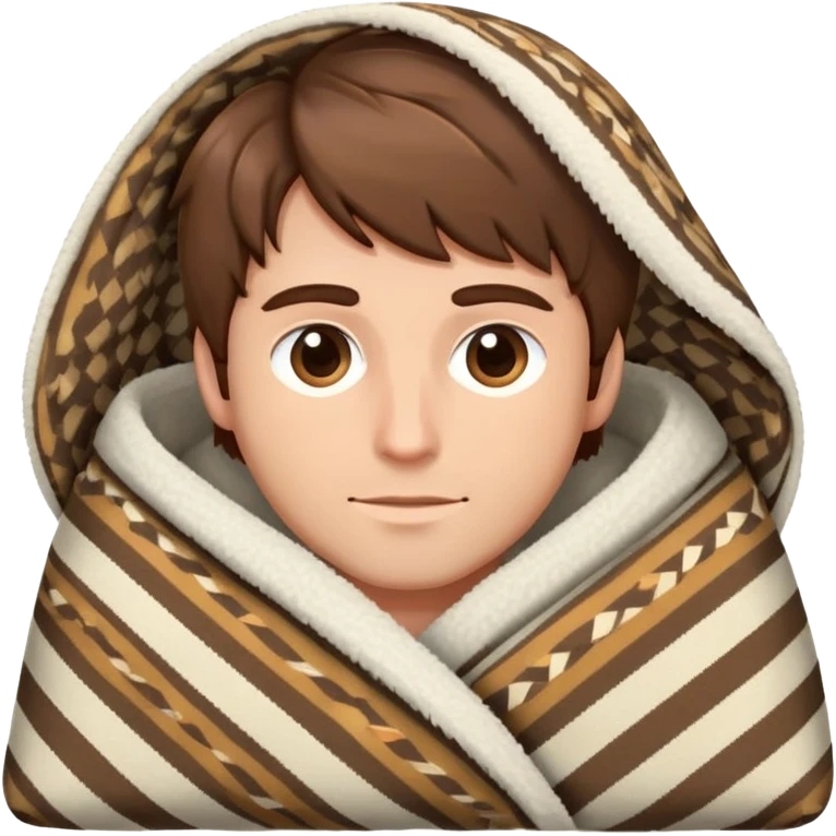 Brown haired Man wrapped in a blanket emoji
