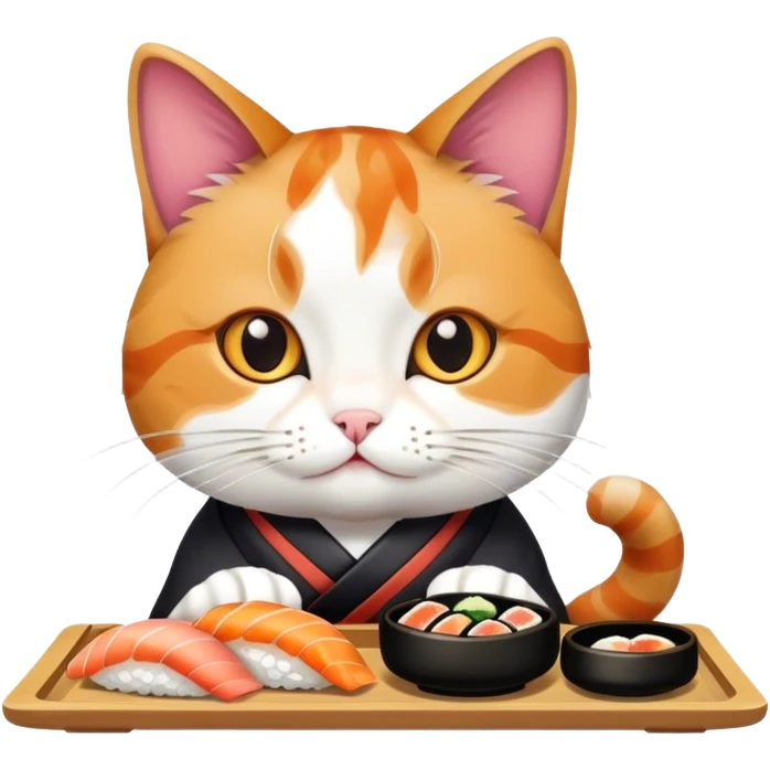 cat eating in a japanese restaurant emoji