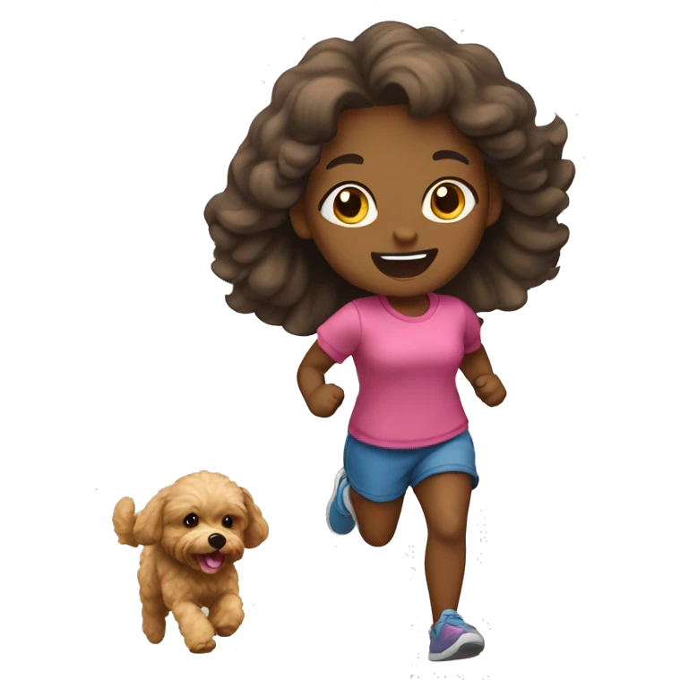 A girl run with maltipoo emoji
