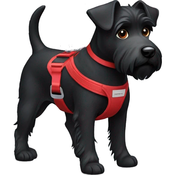 bi black terrier dog with red harness  emoji