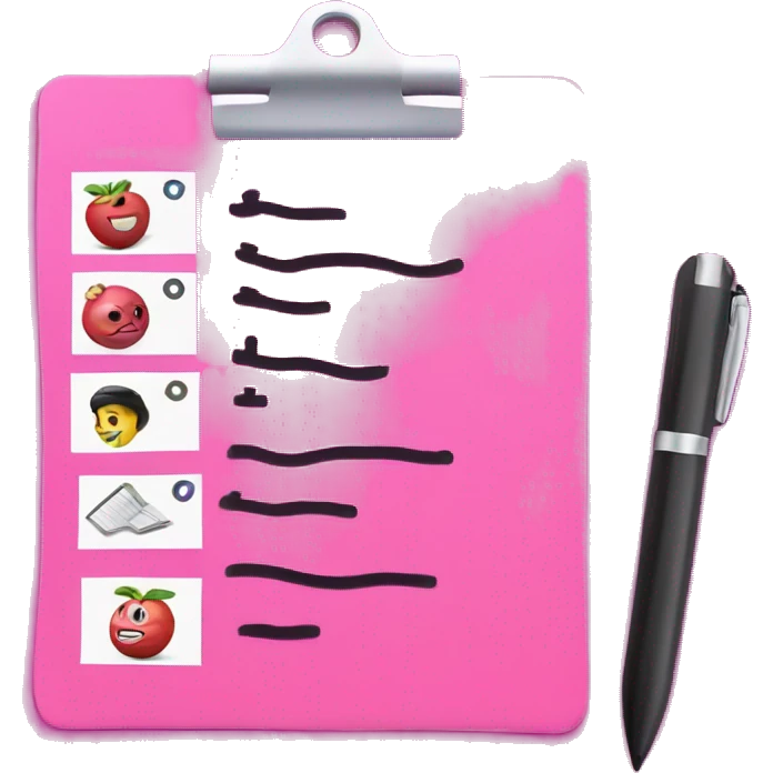 Initials SS on a bright pink clipboard check list emoji