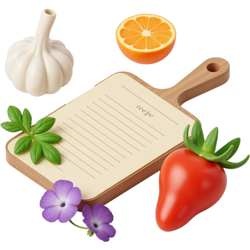 Floating Ingredients Around a Recipe Card (with Transparent Background) emoji