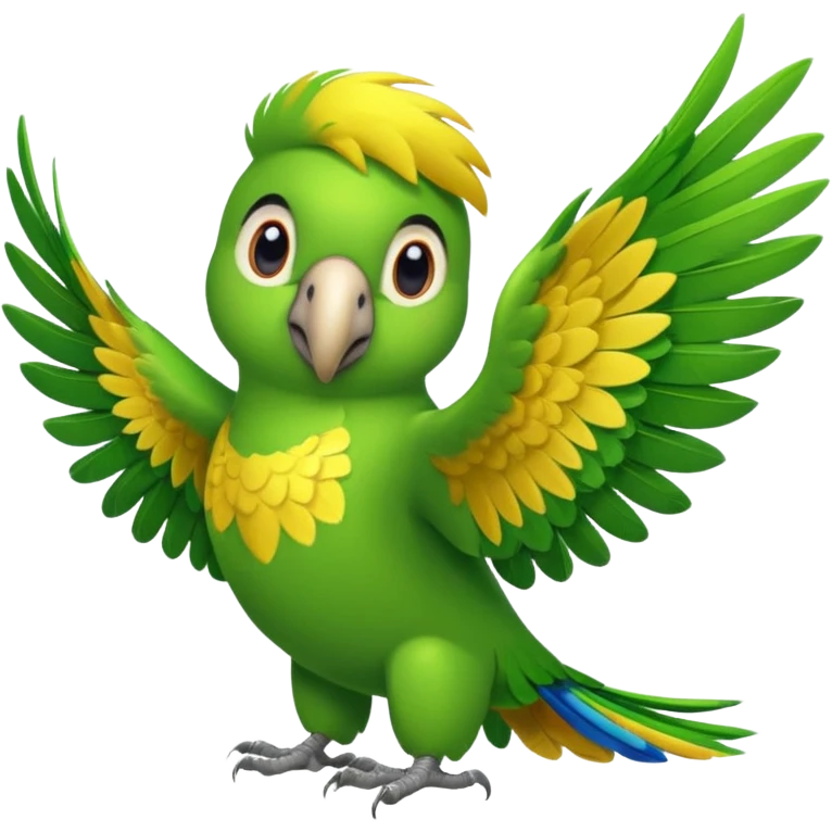 Green parrot saluting with wing like “yes sir” emoji